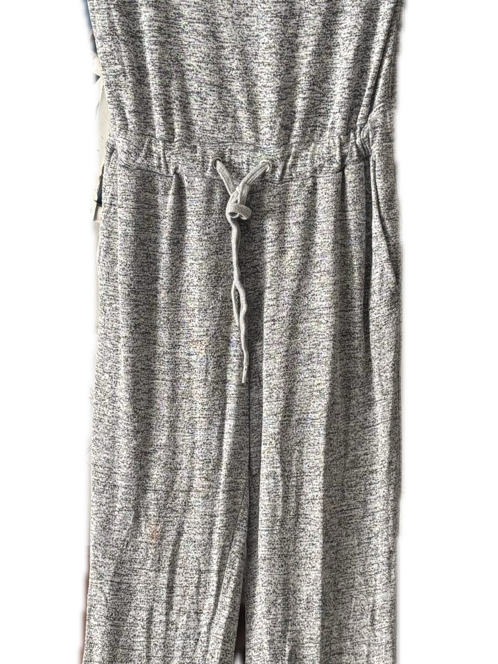 Express Gray Jogger Jumpsuit Women's Size X-Small Short Sleeve Drawstring Knit